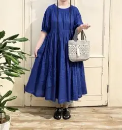 Curensology ギャザーオフショルワンピース ブルーロングワンピ 新品 