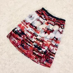 INDIVI スカート 総柄プリント シフォン素材 シアー感あり フェミニン