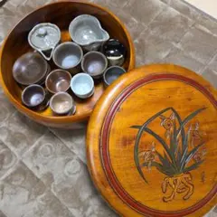 陶器の茶器セット（茶托付き）