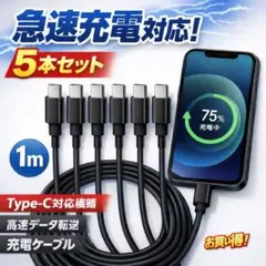 USB-Cケーブル 1m 5本セット Type-C 高速充電