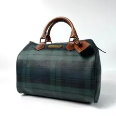 美品 ポロ ラルフローレン ミニボストンバッグ チェック グリーン ヴィンテージ