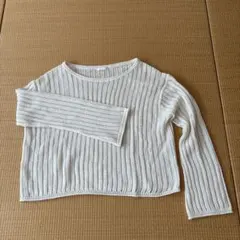 GU ホワイト リブ編み 長袖セーター