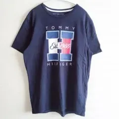 トミーヒルフィガー　Tシャツ　クルーネック　ロゴプリント　ネイビー　M トップス