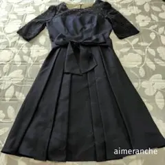 エメアンシェ（aimeranche） レース ワンピース　9号　濃紺色