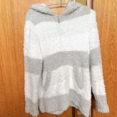 pique フード付きルームウェア ホワイトグレー