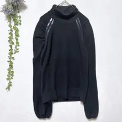 H2036トラッツォドンナ✤わけ有✤長袖ハイネックニット S相当黒 エナメル装飾