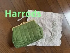 Harrods がま口キルティングポーチ ＆ 刺繍 巾着袋 セット