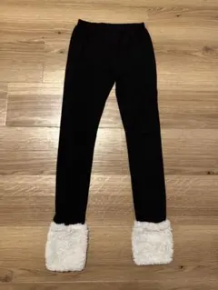 フリースボア付き　レギンス　ブラック