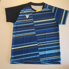 JTA 青 黒 ストライプ 半袖 卓球ウェア　上下