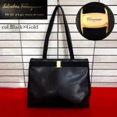 【高級】 サルヴァトーレ フェラガモ ロゴ トートバッグ ヴァラ ブラック 黒
