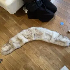 ベージュファー ストール ビーズ装飾付き