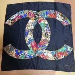 CHANEL シルク大判スカーフ ココマーク ブラックのサムネイル