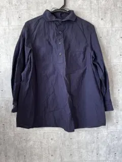 ☆美品【ネイビー 長袖ボタン付きシャツ】チュニック/綿100%/レディース/春