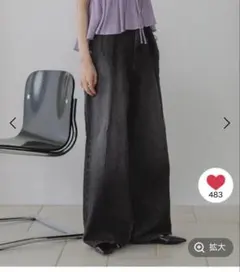 ローリーズファーム　タックワイドデニム　ブラックのサムネイル