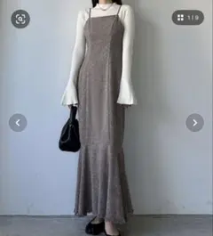 Louere ツイードハイウエストキャミワンピース