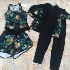 Teddyshop 体型カバー水着４点セット M ヨガフィットネスラッシュガード