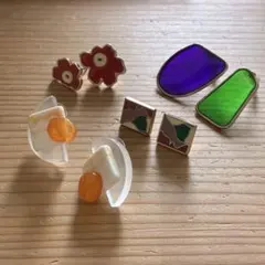 レジン ピアス No.1364 三角 個性的 ネオンカラー ピンク ターコイズ 