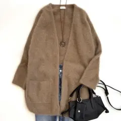 美品 ビューティーアンドユース ヘアリーノーカラーミドルカーディガン