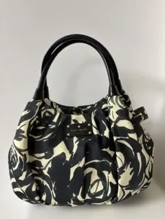 kate spade バラ模様 総柄 ナイロン ハンドバッグ