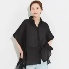【新品】コカ　coca オーガンジードルマンシャツ 黒　今期　羽織にも