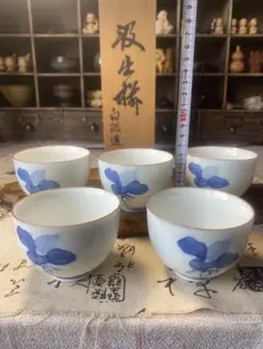 青い花模様の陶器ボウル 青い花模様の陶器ボウル5個セット - メルカリ