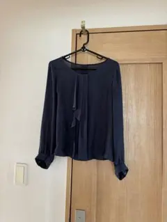 日本製 ネイビー ブラウス 長袖