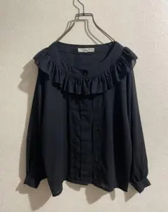 Jupe by Jackie シルク ビッグカラー 刺繍 ブラウス ブラック S - メルカリ