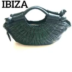 IBIZA イビサ レザー ハンドバッグ ブラック 編み込み 黒 革のサムネイル
