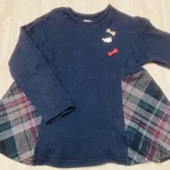 ビケットクラブ　チュニック　チェック　ペプラム　コーデュロイ　裏起毛　リボン