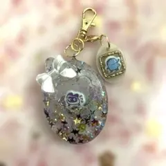 卵型ラメ入り透明樹脂チャーム