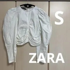 ZARA パフスリーブ ブラウス 長袖 シャツ　ホワイト Sのサムネイル