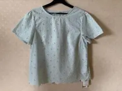 【新品】クチュールブローチ　花柄刺繍レース半袖トップス　LL