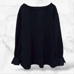 【AlmaDesign】フレア袖カットソー ボートネック 無地(M)キレイめ 上