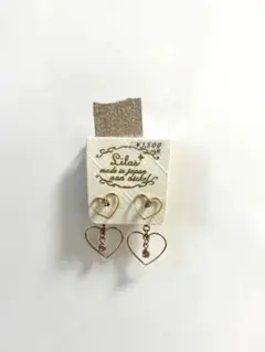 ハート型ゴールドトーンピアス(両耳用)