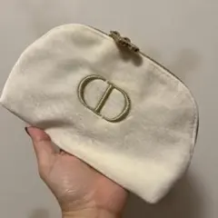 【美品】Dior ベロア ポーチ ホワイト ノベルティ