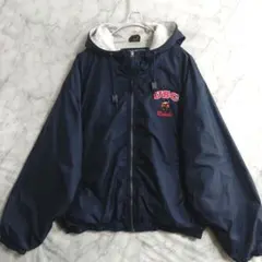 A1588　Dunbrooke　フード付厚手ナイロンジャケット　L　紺　US古着