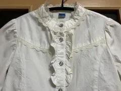 Cocoria ホワイトボタンシャツ 110cm オールシーズン　ブラウス　音楽
