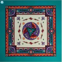 バンダナ　エスニック調　ネイティブ　アメリカン　グリーン　大判