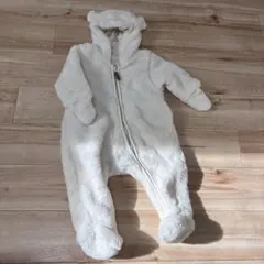 H&M ロンパース ホワイト　くま耳　2-4M 74 モコモコ　アウター