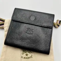 美品 イルビゾンテ 二つ折り財布 ブラック コンパクトウォレット 保存袋付
