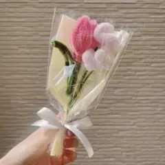 モールフラワー　ブーケ　チューリップ　　スイートピー　花束　枯れないお花　ピンク