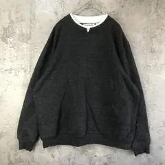 B904古着　トレーナー　スウェット　チャコール　白　90s Y2K