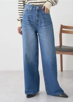 【新品】アースミュージック＆エコロジー　セルフカットワイドデニムパンツ　M