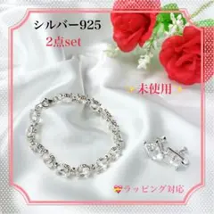 【未使用正規品】ブレスレットとイヤリング2点セット　シルバー925 クリスマス