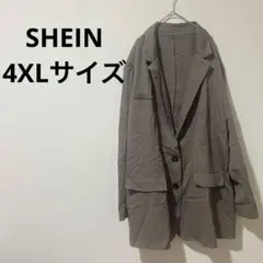 シーイン テーラードジャケット 無地 4XL 灰 ポリエステル 通勤のサムネイル
