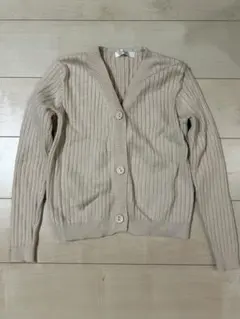 fifth ベージュ リブ編みカーディガン　M