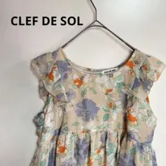 CLEF DE SOL クレドソル　半袖　花柄　裏地付き　フラワープリントのサムネイル