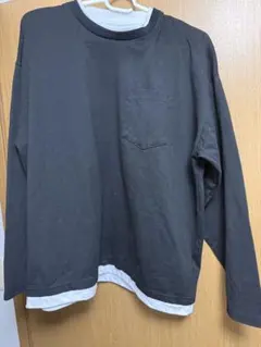 NAVY. レイヤード風 スウェット 胸ポケット付 Lのサムネイル