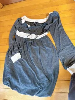 オフショルダー 長袖カットソーワンピース グレー