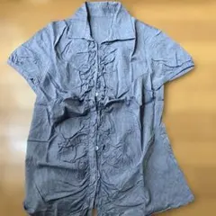 グレー フリル 半袖シャツ
